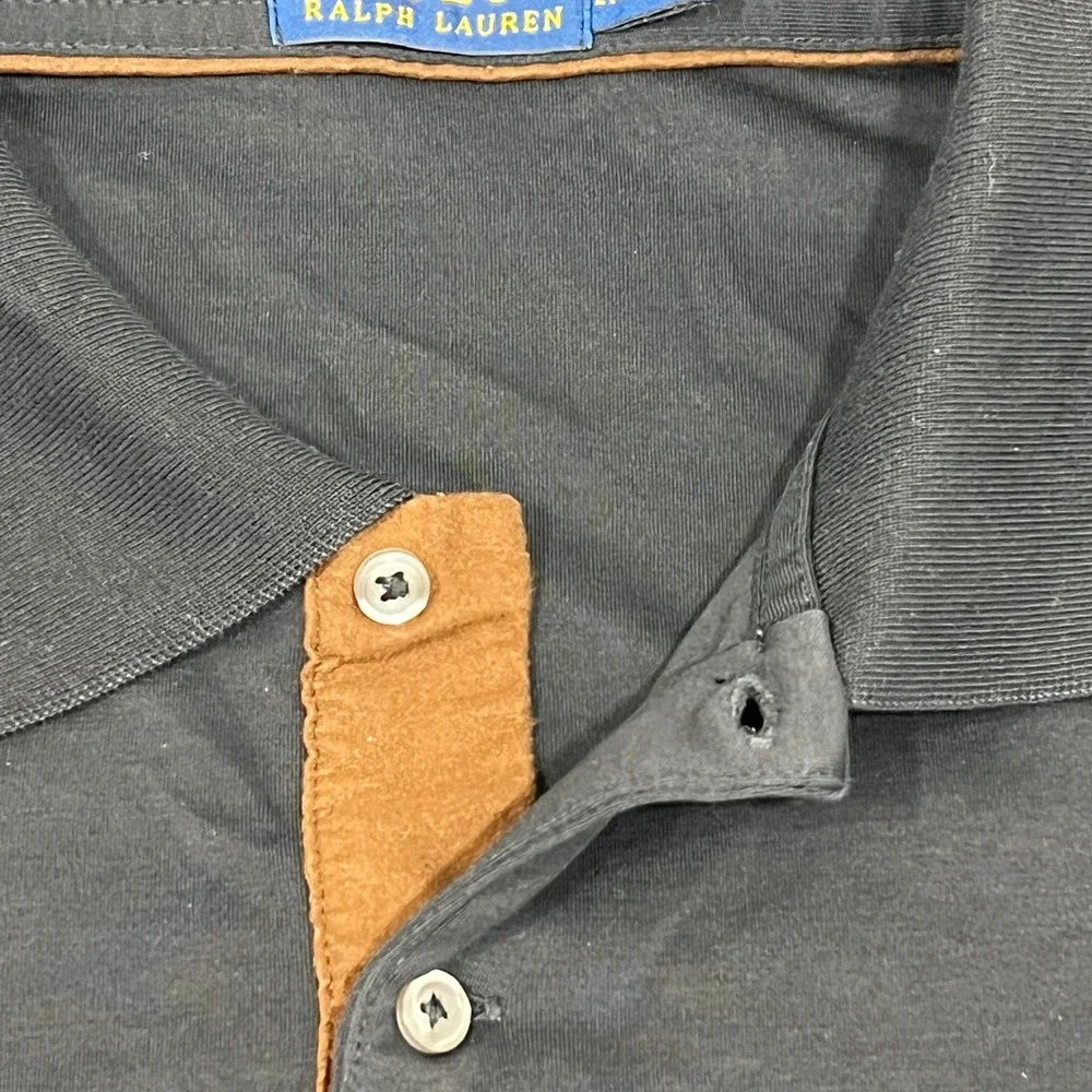 Polo Ralph Lauren Mens‎ Black Long Sleeve Polo Shirt Big & Tall 2XLT Cotton Pony